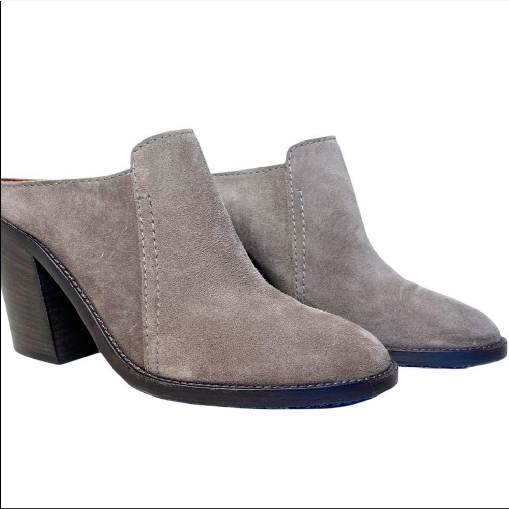 AQUATALIA New Leather Suede Stacked Heel Boots in Taupe Size 8 - Picture 5 of 15